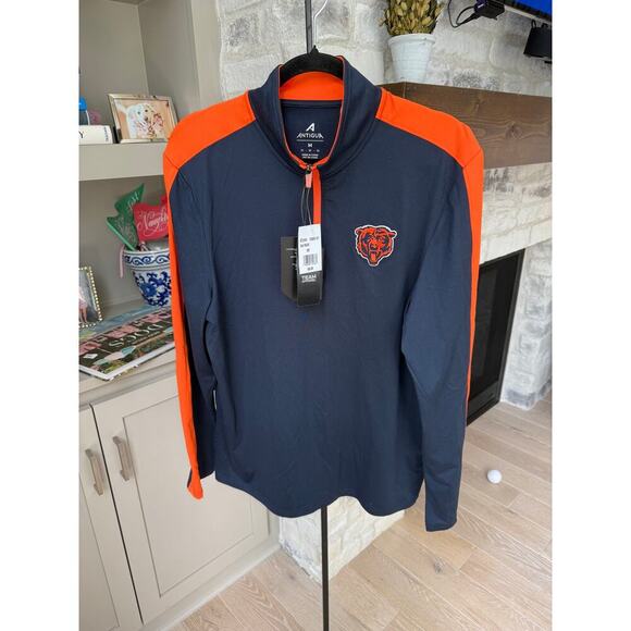 Antigua NFL Team Apparel Chicago Bears Quarter Zip Pullover Sweatshirt Size M - Picture 1 of 6